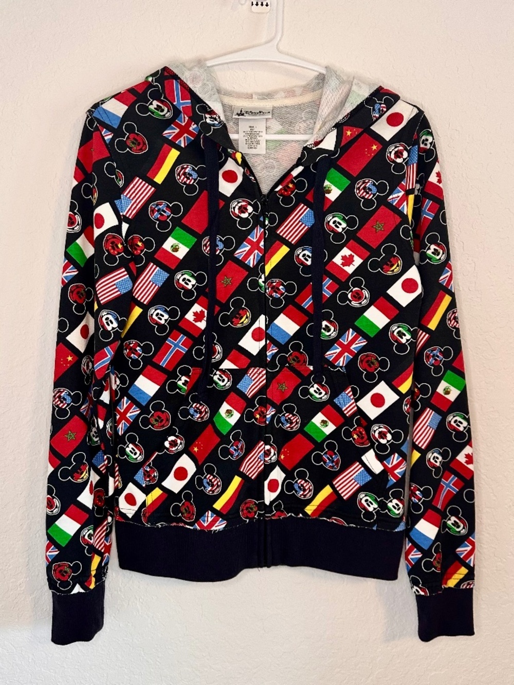 Disney Parks "Rare" Mickey Mouse Around The World Full Zip Hoodie Size S